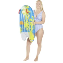 Planche bodyboard gonflable Funky motif palmier bleu et jaune 56x98cm