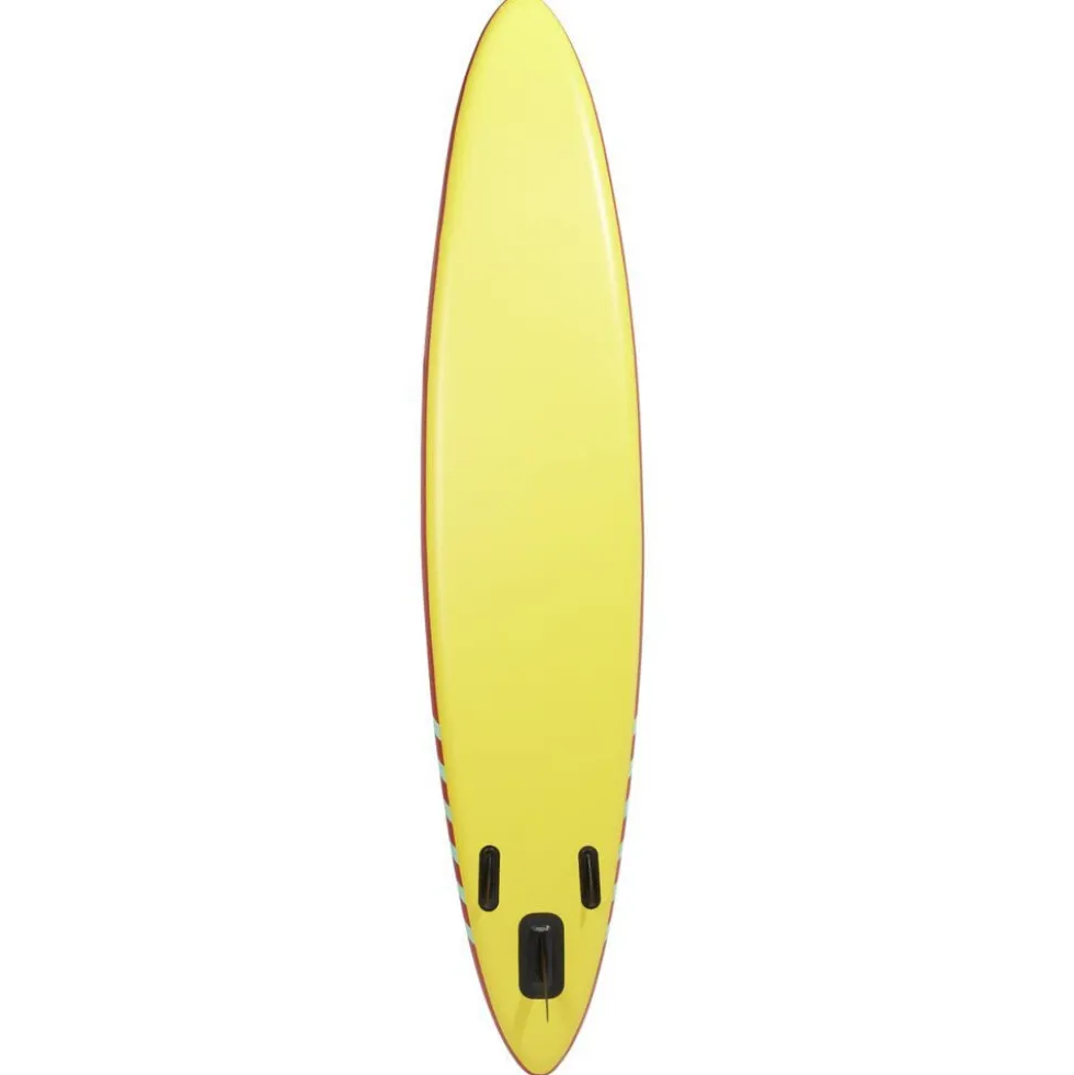 Planche paddle gonflable 1 personne plastique jaune et vert 365x76xÉp15cm