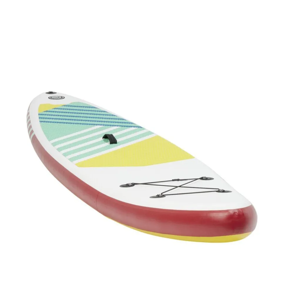 Planche paddle gonflable 1 personne plastique jaune et vert 365x76xÉp15cm