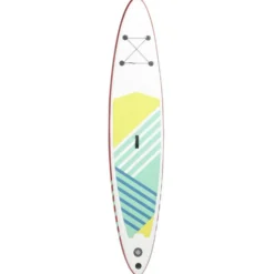 Planche paddle gonflable 1 personne plastique jaune et vert 365x76xÉp15cm
