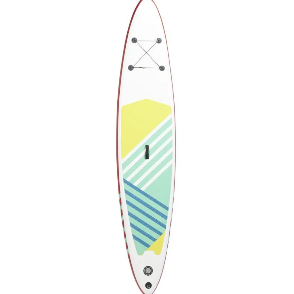Planche paddle gonflable 1 personne plastique jaune et vert 365x76xÉp15cm
