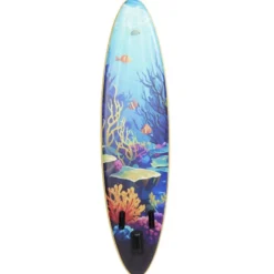 Planche paddle gonflable 1 personne motif corail jaune et bleu 320x81xÉp15cm