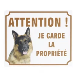 Plaque signalétique "Attention chien, je garde la propriété" - 24x20cm