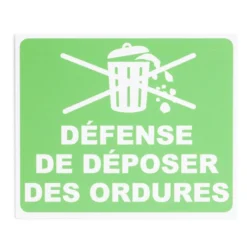 Plaque signalétique "Défense de déposer des ordures" - 24x20 cm