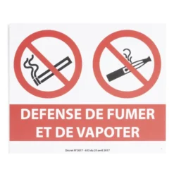 Plaque signalétique "Défense de fumer et de vapoter" - 24x20 cm