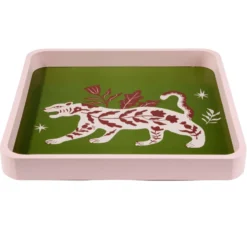 Plateau carré bois motif animaux 28x28cm (2 modèles tigre ou serpent)