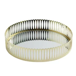 Plateau miroir en métal argenté Ø20xH4,5cm