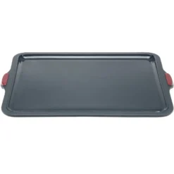 Plat à gâteau silicone et armature acier gris 37x28,2xH6,5cm