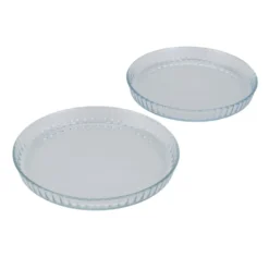 Plat à tarte x2 verre transparent Ø30 et Ø27cm
