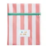 Pochette de plage PVC bayadère Hello Sunshine rose et beige 21,5x27cm (2 modèles)