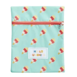Pochette de plage PVC motif glaces Hello Sunshine bleue 21,5x27cm (2 modèles)