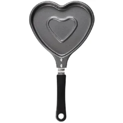 Poêle à pancake forme coeur gris et noir L15cm