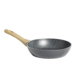 Poêle tous feux dont induction aluminium noir et poignée bois Ø20cm