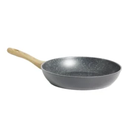Poêle tous feux dont induction aluminium noir et poignée bois Ø28cm