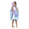 Poncho capuche sortie de plage enfant motif sirène bleu 60x60xH120cm