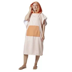Poncho de bain adulte à capuche rayures colorées Taille unique 75x133cm (2 modèles)