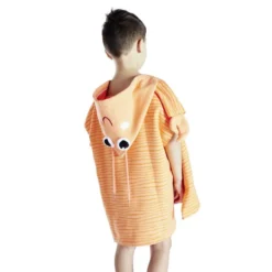 Poncho de bain enfant crevette rayures orange Taille unique 50x76cm