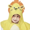 Poncho de bain enfant Funky motif lion orange et jaune 50xH150cm