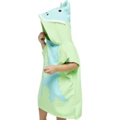 Poncho de bain enfant Funky motif crocodile bleu et vert 50xH80cm