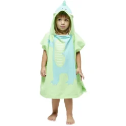 Poncho de bain enfant Funky motif crocodile bleu et vert 50xH80cm