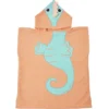 Poncho de bain enfant Funky motif hippocampe bleu et orange 50xH80cm