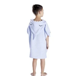 Poncho de bain enfant requin rayures bleu Taille unique 50x76cm