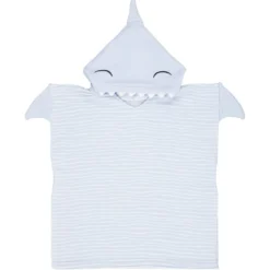 Poncho de bain enfant requin rayures bleu Taille unique 50x76cm