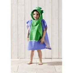 Poncho de plage enfant dinosaure TU 55x110cm