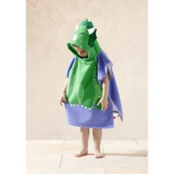 Poncho de plage enfant dinosaure TU 55x110cm