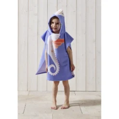 Poncho de plage enfant hippocampe TU 55x110cm