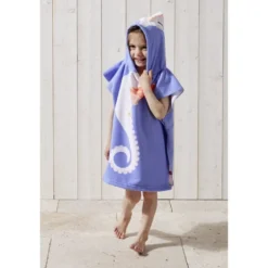 Poncho de plage enfant hippocampe TU 55x110cm