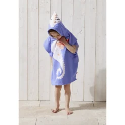Poncho de plage enfant hippocampe TU 55x110cm