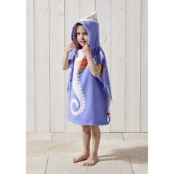 Poncho de plage enfant hippocampe TU 55x110cm