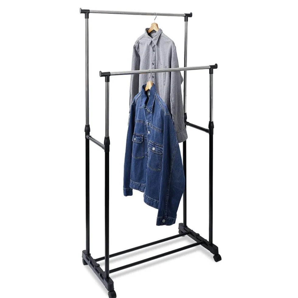 Portant double extensible en métal 80x42xH95à165cm