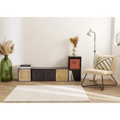 Porte cannage Box Cube 32,2xH32,2x1,2cm bois marron