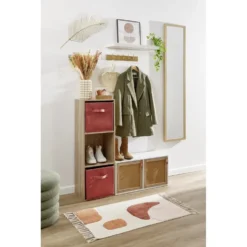 Porte cannage Box Cube 32,2x32,2x1,2cm bois marron