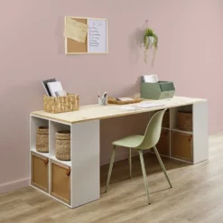 Porte cannage Box Cube 32,2x32,2x1,2cm bois marron