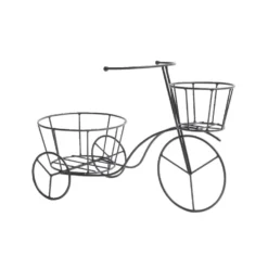 Porte plante en métal noir forme vélo tricycle 44x20xH28cm