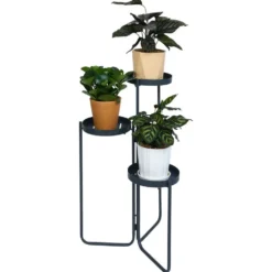 Porte plante 3 niveaux gris anthracite H70cm