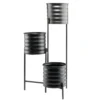 Porte-plante 3 pots façon bidon noir 36x25xH60cm