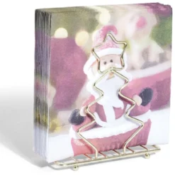 Porte-serviette forme sapin métal doré
