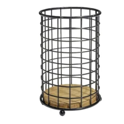 Porte ustensiles bambou et métal noir Ø11,3xH17cm