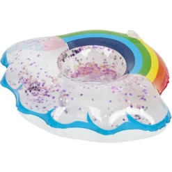 Porte verre gonflable arc-en-ciel à paillettes 20x20cm