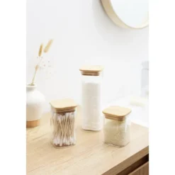 Pot carré en verre 180/220/450ml couvercle bambou