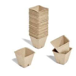 Pot carré pâte à papier pour semis x24 6.5x6.5xH8cm