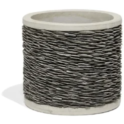 Pot ciment effet parement ardoise Ø34cm