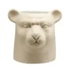 Pot ciment forme tête de tigre beige Ø13xH13,5cm