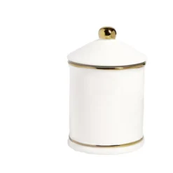 Pot céramique avec couvercle en blanc et bord doré Ø11,5xH17,5cm