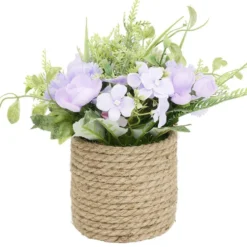 Pot décor lin fleur artificielle Ø23xH22cm