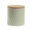 Pot de conservation 550ml grès motifs arrondis couvercle bambou Ø10xH10cm